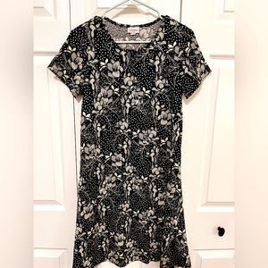 Black T-Shirt Dress with Floral pattern